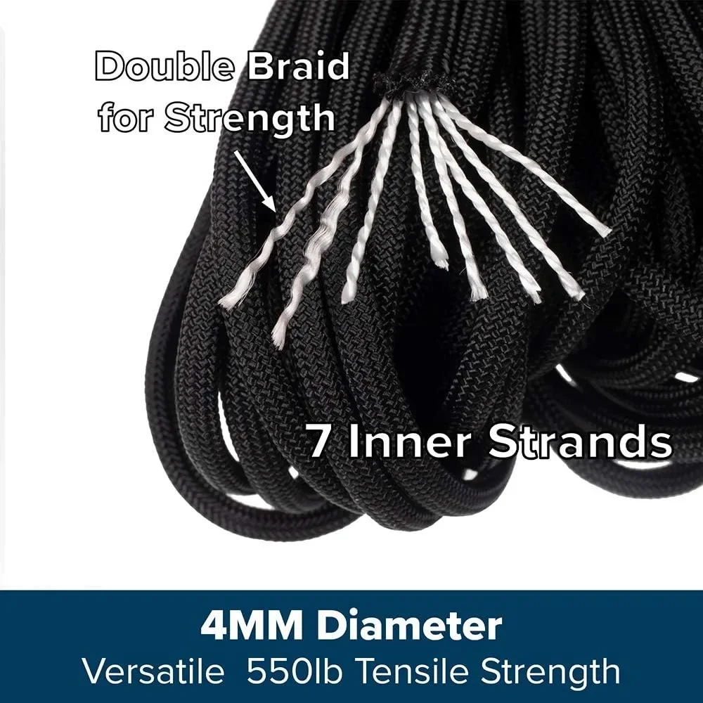 5/15/31/50M Militär Paracord 7 Kerne 4mm 550 Paracord Taktische Fallschirm Camping Zubehör Outdoor Survival DIY Armband Seil – Detail 3