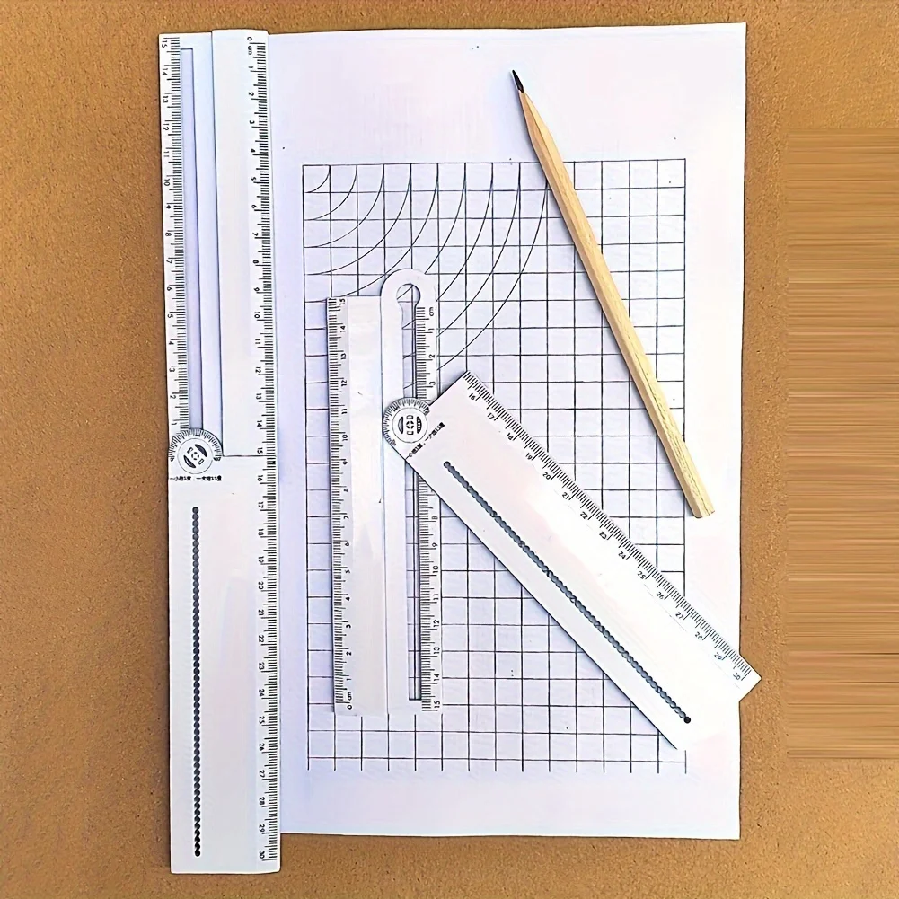 Multi Functional Folding Geometric Ruler, Mathematical Angle Measurement and Circle Drawing Tool, with Integrated Protractor