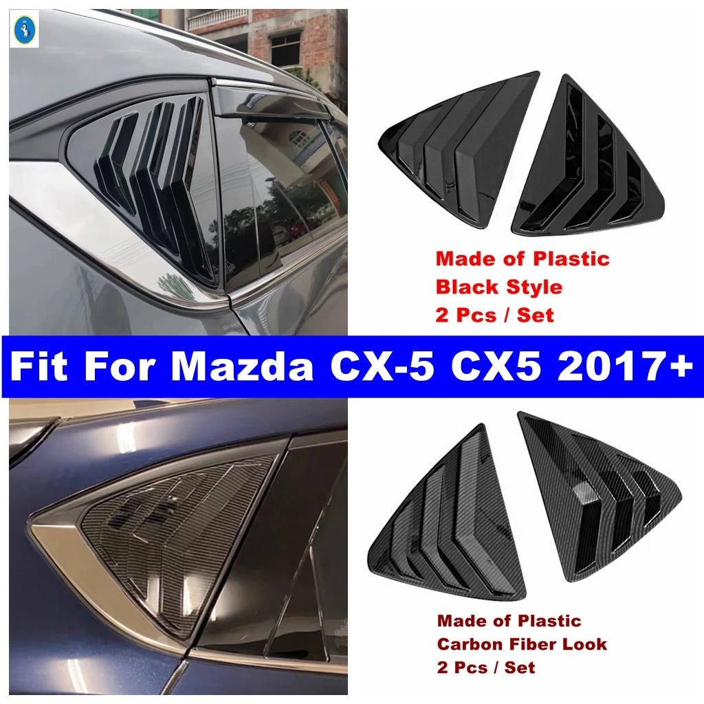 

For Mazda CX-5 CX5 2017 - 2023 Car Rear Quarter Window Louvers Spoiler Panel Cover Trim Plastic Black / Carbon Fiber Accessories