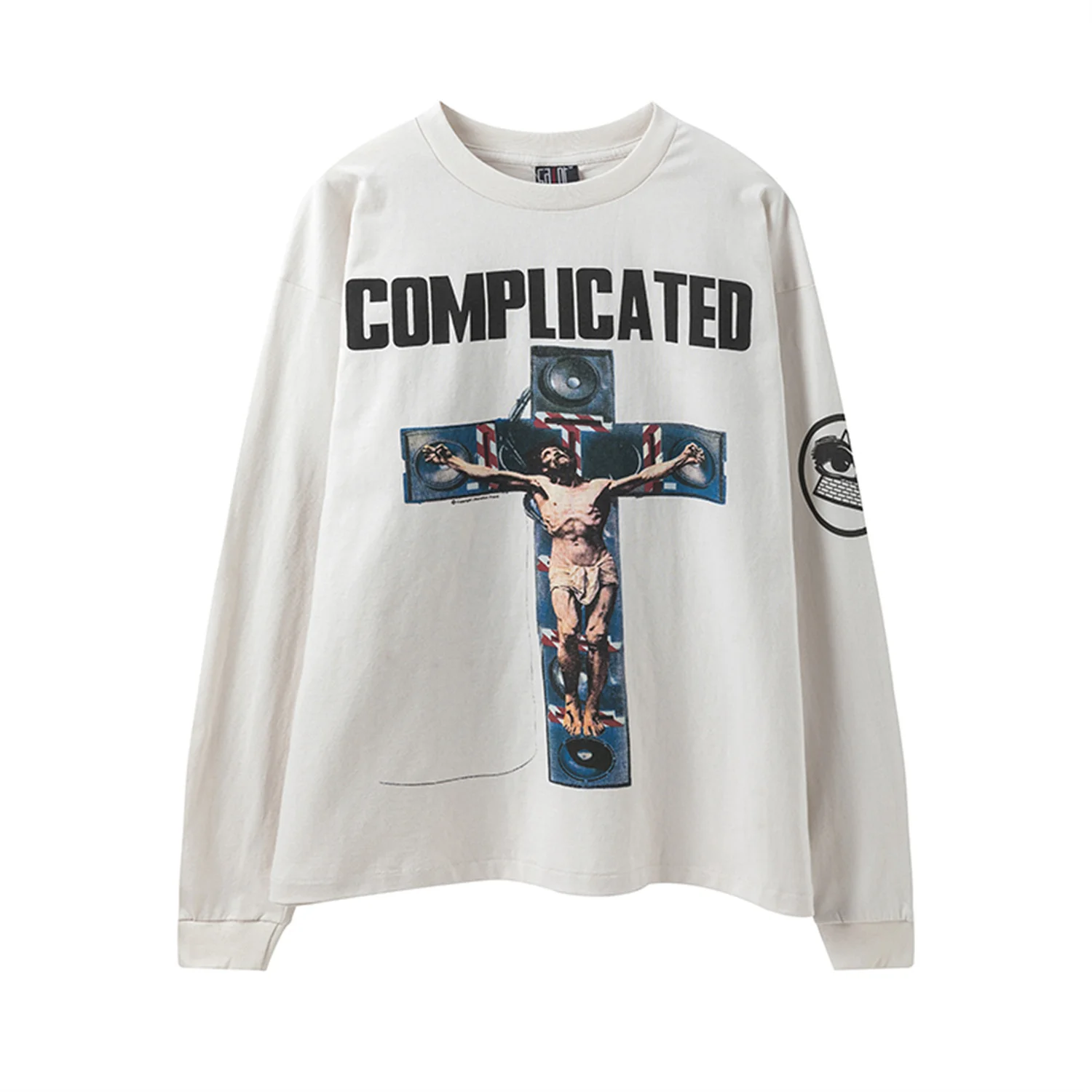 Estate 24ss Cross Print Brand Fashion girocollo High-Street girocollo in cotone manica lunga T-Shirt Pullover