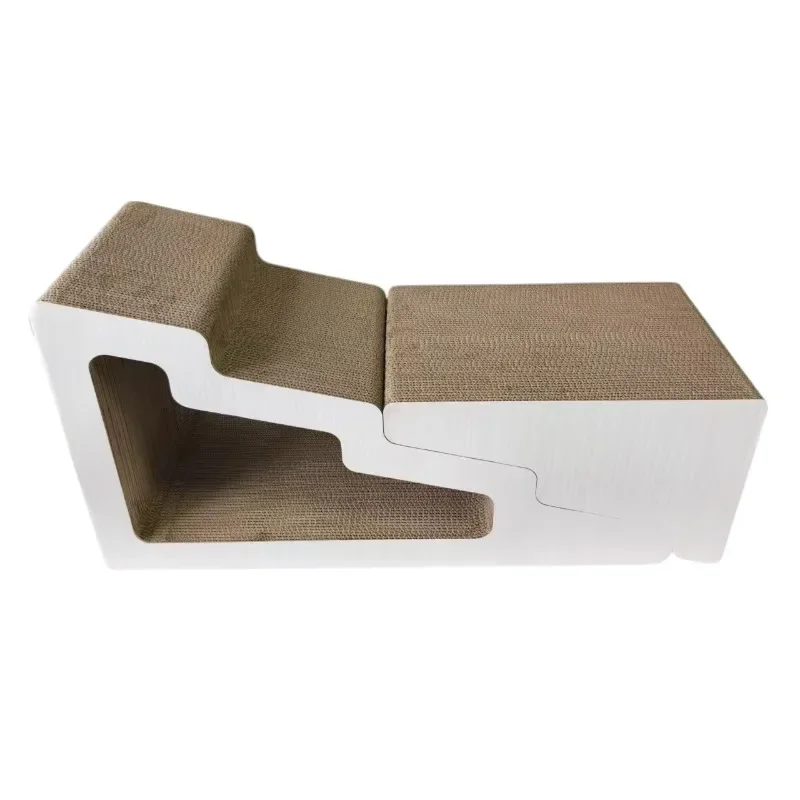 

Integrated cat scratcher, multi-functional cardboard recreational bed with climbing steps, for jumping and scratching play sleep