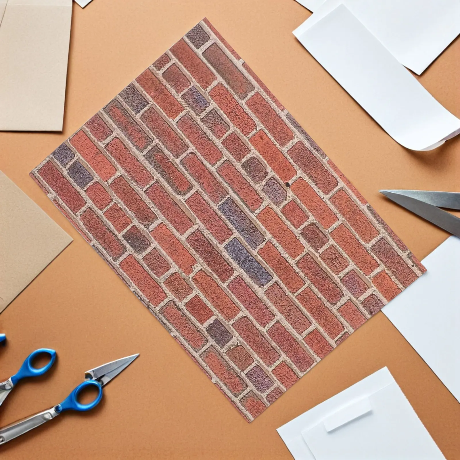 

12 Sheets 1:12 Scale Dollhouse Brick Wallpaper Peel and Stick Self Adhesive Red Brick Effect Miniature Wall Cladding Removable