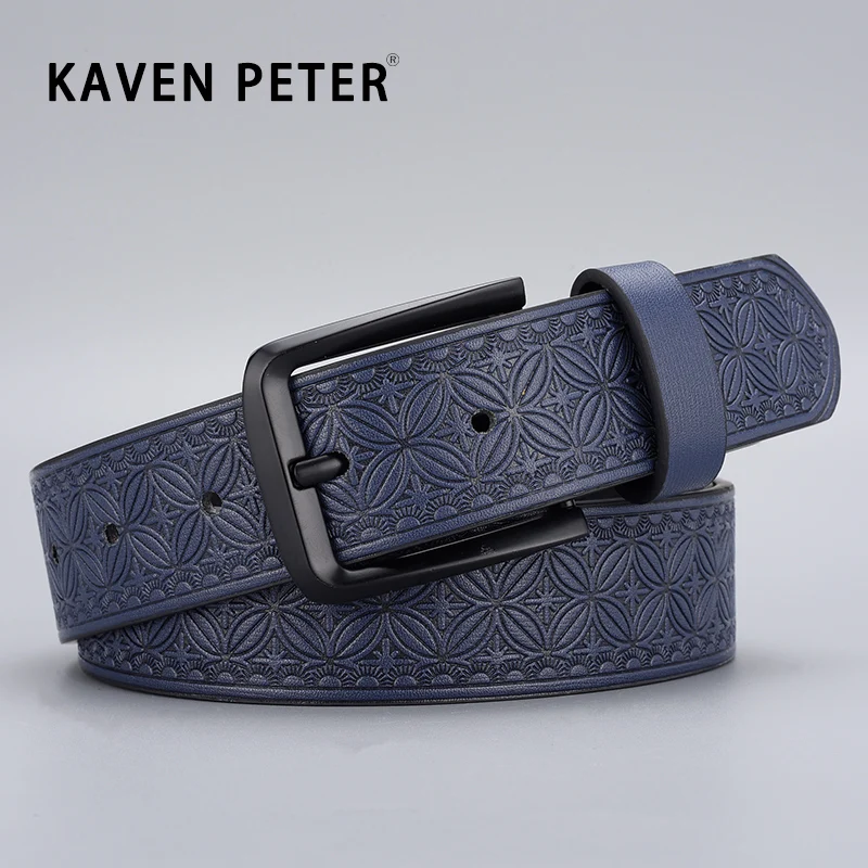 

Men Classic Pu Leather Emboss Belts Black Pin Buckle Luxury Fashion Designer Famous Brand Male Waist Belt for Jeans High Quality