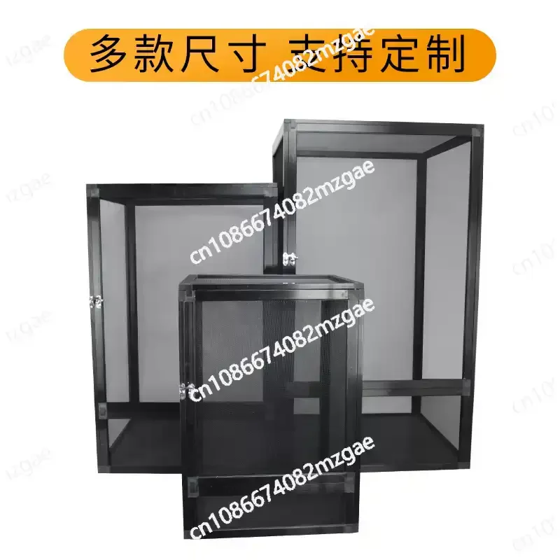 Tall Reptile Terrarium with Front Opening Metal Mesh Door, Landscape Ecological Breeding Cage for Rainforest Habitat Enclosure
