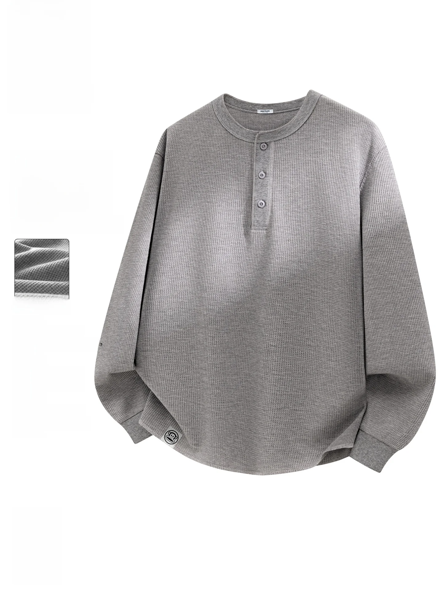 

Heavyweight Henry Collar T-irt Men's Casual Long Sve Base Layer irt Spring American Pure Color Loose Fit