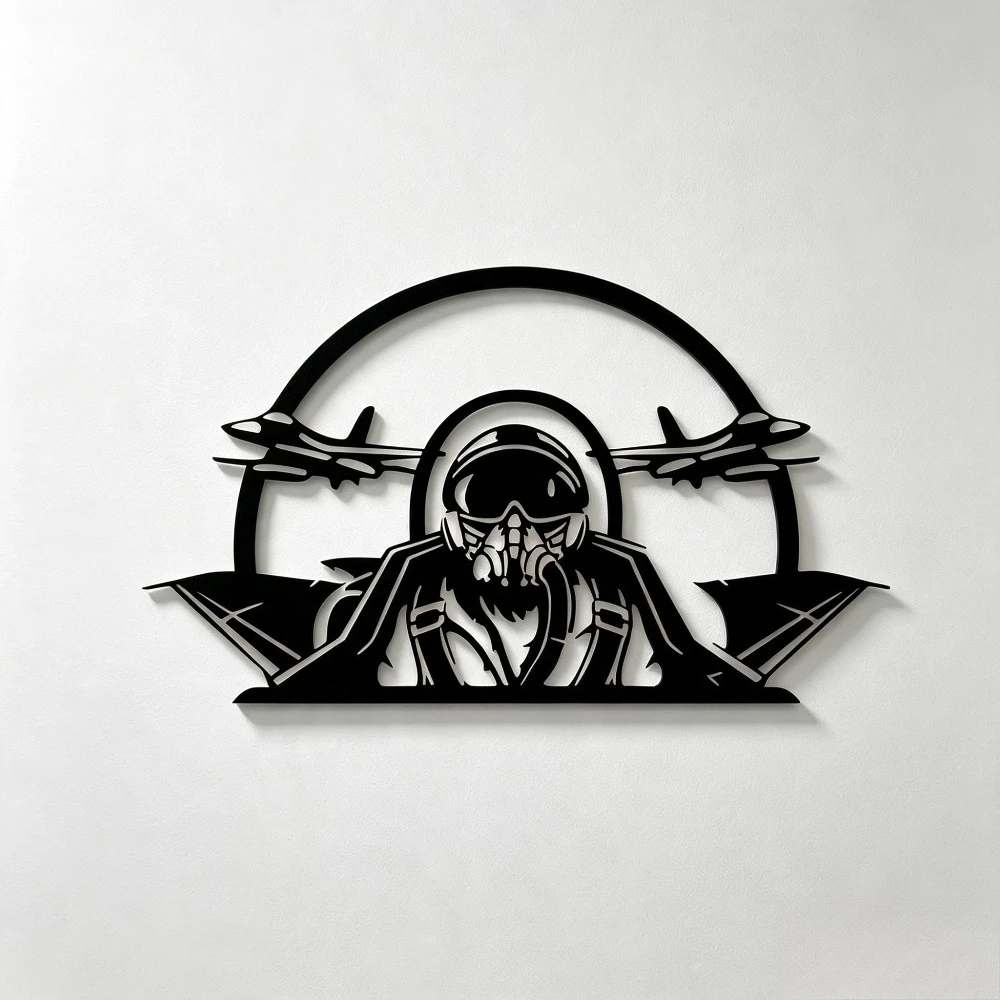 CIFBUY Metal Wall Art Pilot Iron Craft Sculpture Indoor Outdoor Home Living Room Bedroom Decor Accent Plaque