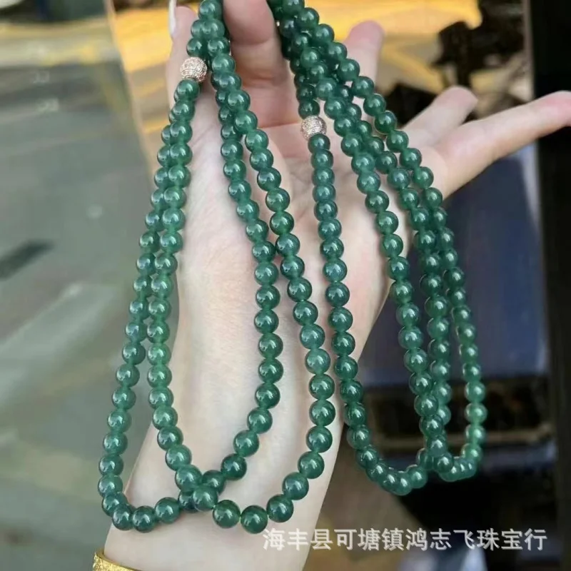 Natural Dangerous Material Jadeite Bracelet Lake Green Water Good DelicateTransparent 6   mm round Beads Jade Lo