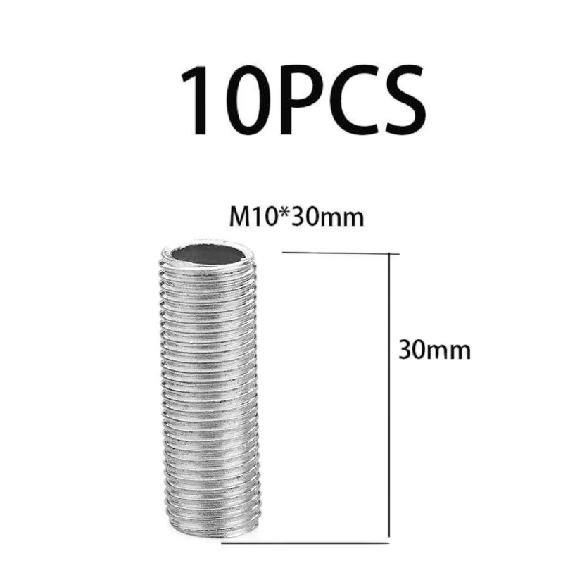 M10 Threaded Tube With Nut For Lamps Hollow Screw Metal Pipe Teeth Whitening Theead Repair Lighting Base Connecting Accessories