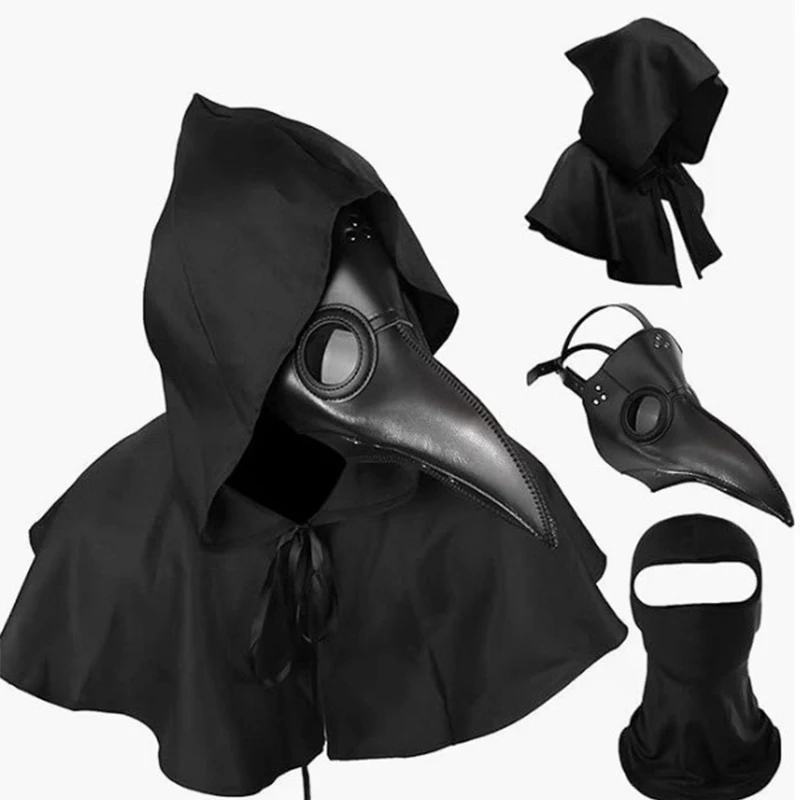 

Steampunk Doctor horror cosplay props Plague Doctor Mask and Shawl Long Nose Beak Leather Masks for Halloween scary costume
