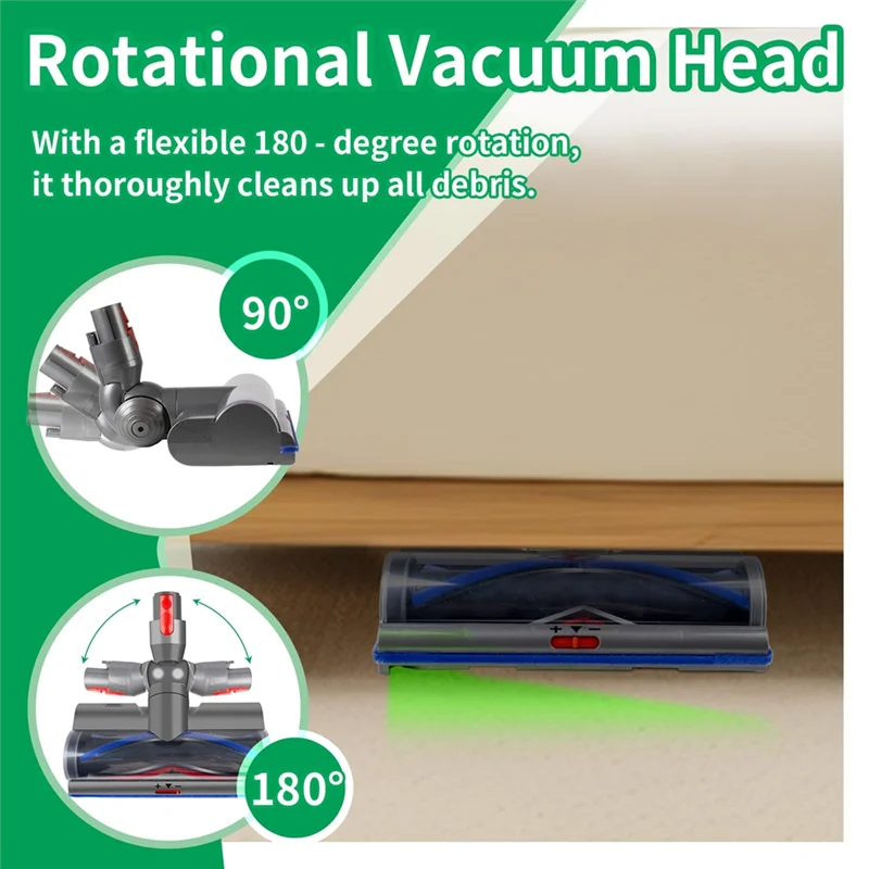 B25B Replacement Vacuum Head With LED Green Lights For Dyson V8 V10 V11 V15 Cordless Models-Direct Drive Brushroll
