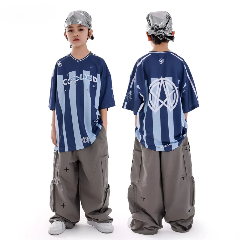 

New Boys Hip Hop Clothes Street Dance Fashion Costume Short Sleeves Tops Baggy Pants Group Jazz Stage Performance Costumes