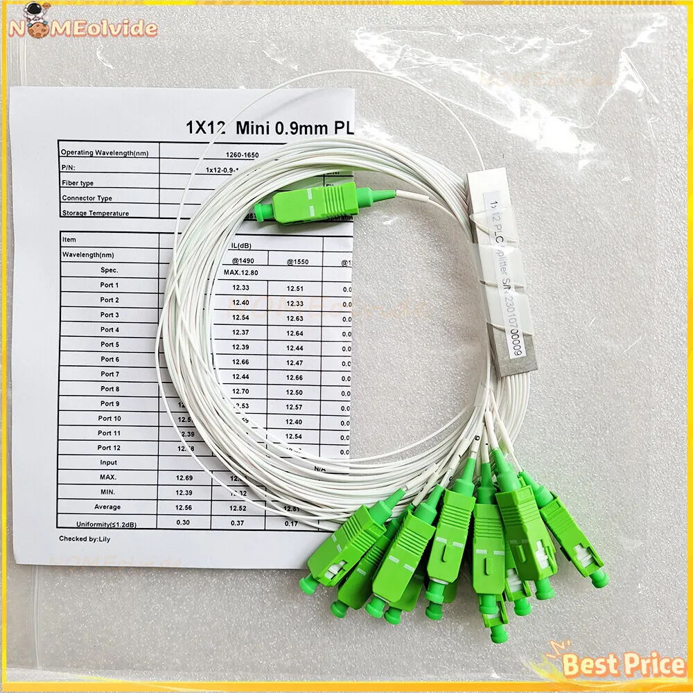 

Fiber Optical 1X12 PLC Splitter SC/APC SM 0.9Mm G657A1 PVC 1M FTTH 1:12 PLC Splitter