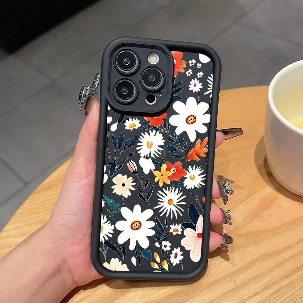 Silicone Phone Cases For Samsung Galaxy S26 S24 S25 Plus S23 S22 Note 20 Ultra A36 A54 A55 A56 A35 Retro Wildflower Shell Cover