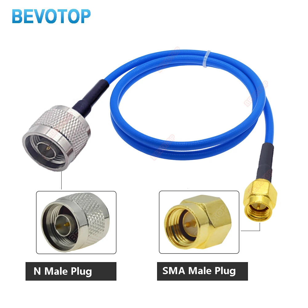 L16 N to SMA Male/Female Connector SMA to N Right Angle Crimp High Frequency 50 Ohm Blue RG402 Coax Cable for RF Applications