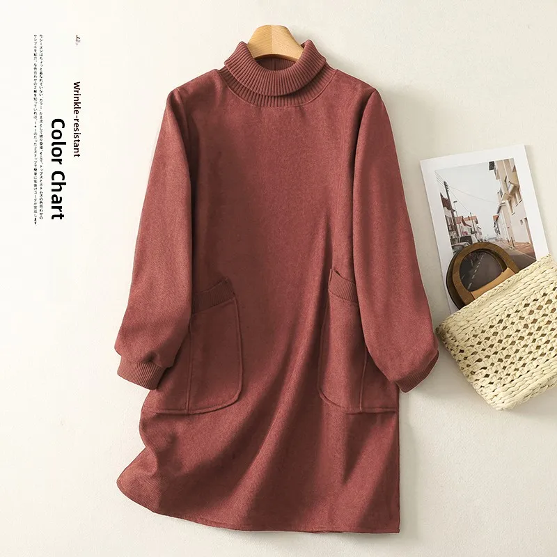 Thiened свитер из чистого хлопка с высоким воротником Dr, осень-зима, новый теплый женский свитер большого размера Dr, миди трапециевидной формы Dr
