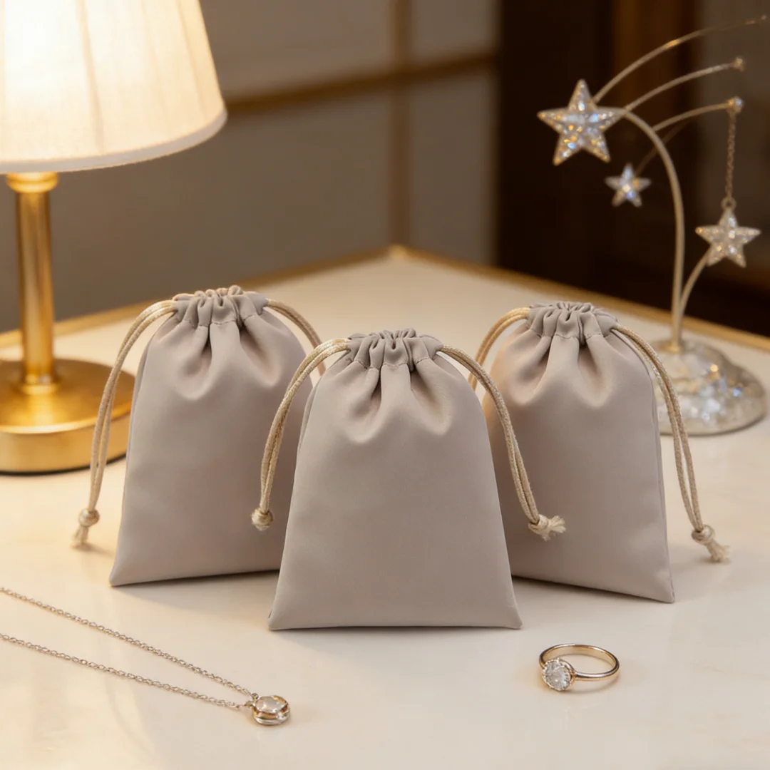 

5Pcs 8x10cm Satin Drawstring Bags, anti-tangle pouch for necklaces, chokers gem pendants and delicate jewelry, ideal for display