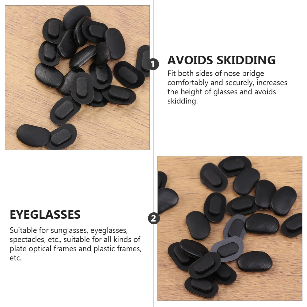 

40pcs Nose Pads Glasses Lightweight Comfortable AntiSkid Eyeglasses Cushions Black Sunglass Repair Kit Durable Material Suitable
