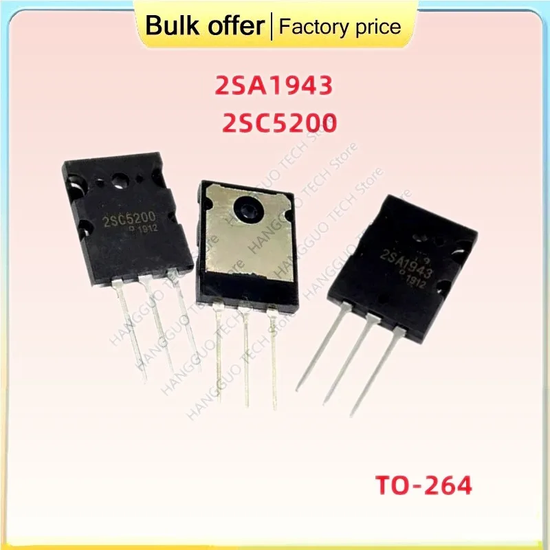 10pcs=5pair Original 2SA1943 2SC5200 A1943 C5200 TO-264 TO-3P High-Power Audio Transistor