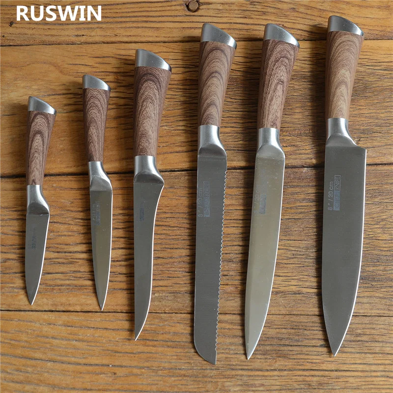 Stainless Steel Knife Set Kitchen Knives 6 Pcs Set Fruit Utility Boning Bread Slicing Chef Slicer Nakiri Paring Cooking Knife