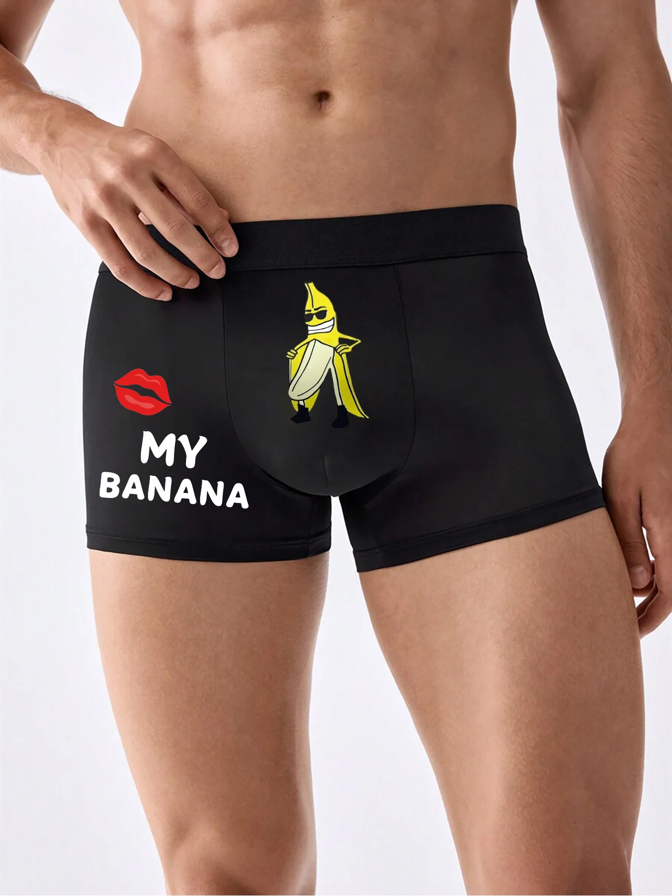 Men Funny Letter Print Panties Boxer Briefs Breathable Underpanty Quirky Banana Print Boxer Shorts S M L XL 2XL