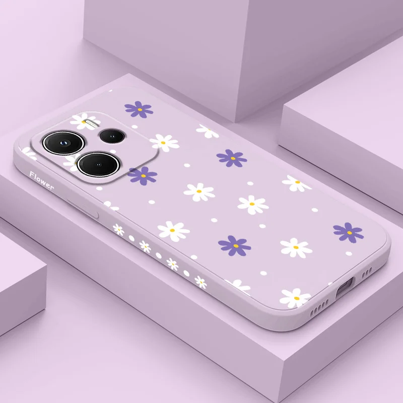 

Polka Dot Flowers Phone Case For Xiaomi Redmi Note 14 13 12 12S 11 11S 10 10S 9 9S 15 15C 14C Pro Plus 4G 5G Liquid Silicone Cov
