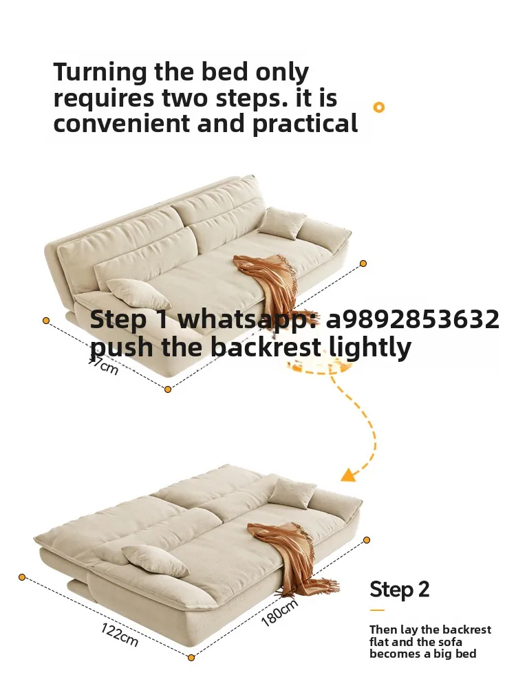 YFY French Cream Style Sofa Bed Foldable Dual-use Retro Small Apartment Double Integrated Sailboat Sofa