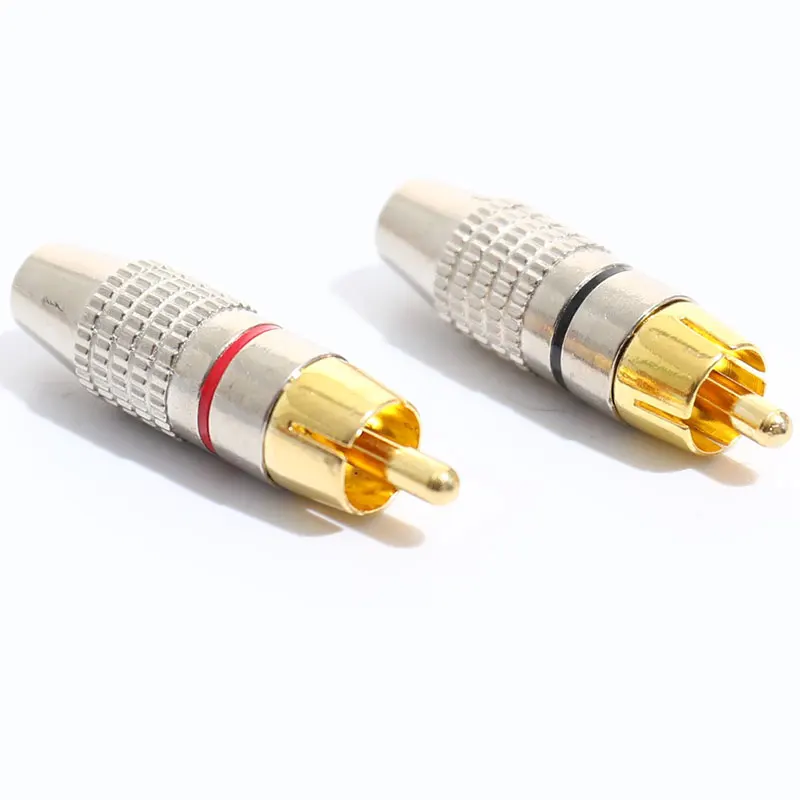 10PCS Exquisite and Practical RCA Plug Audio Video Locking Cable Male Connector Gold Plated