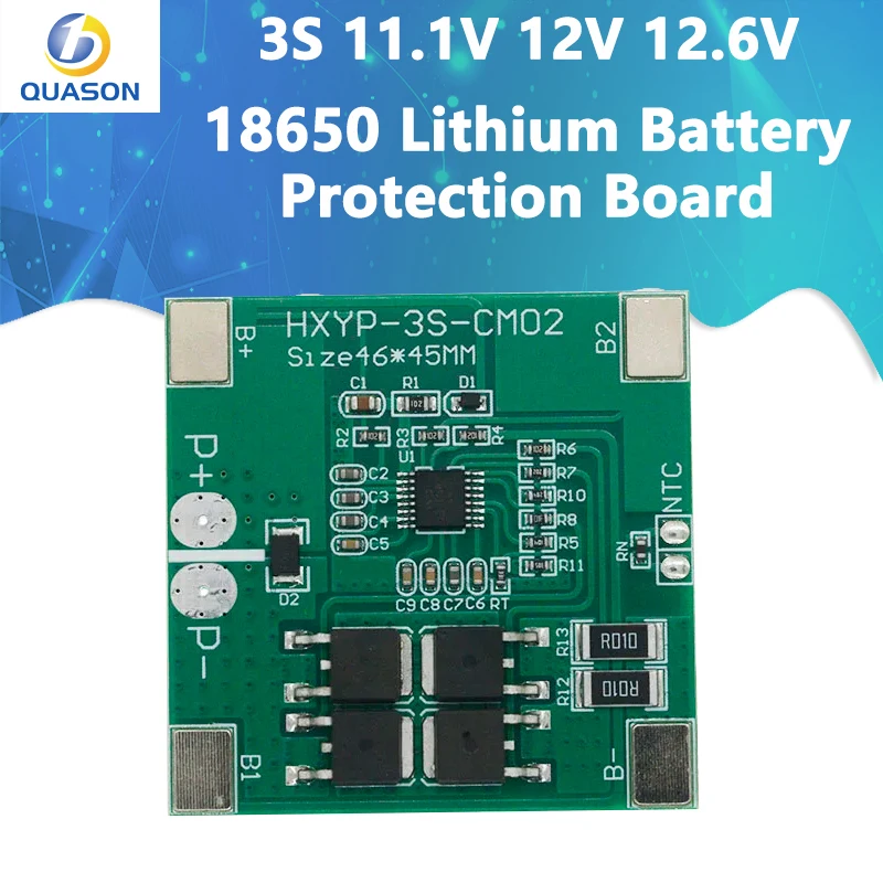 3S 11.1V 12V 12.6V 18650 Lithium Battery Protection Board Anti Overcharge Over Discharge Current 14A Li-ion Lipo Pack BMS Module