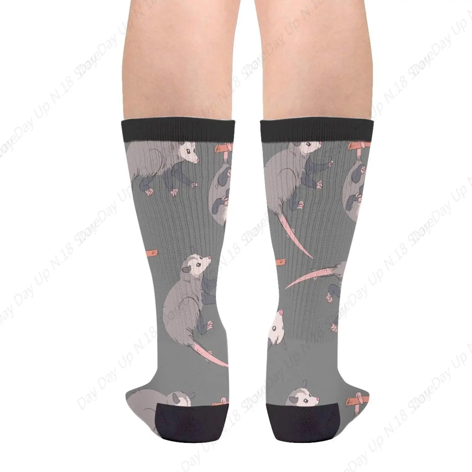 Novelty Sock Cartoon Opossum Cute Animal Crazy Crew Casual Daily Socks for Women's