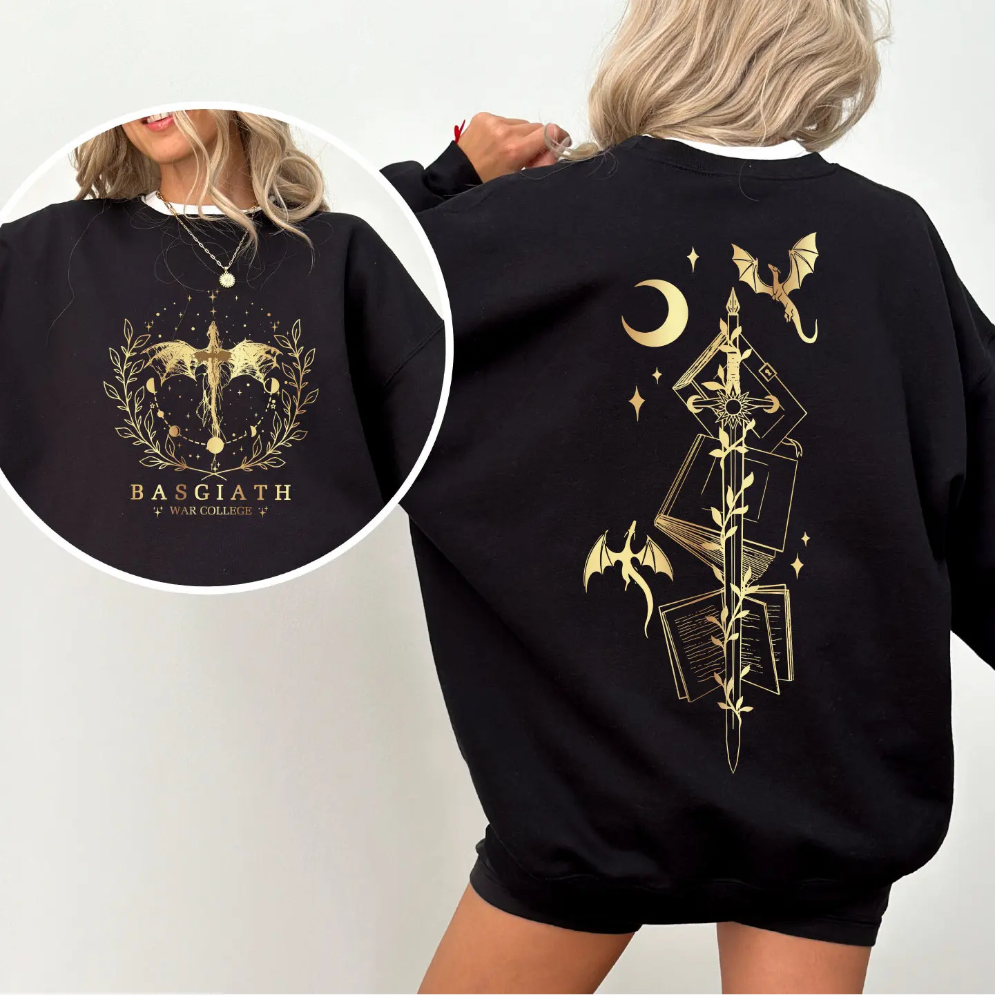 Basgiath War College Slogan Women Sweatshirt Divine Sword Magic Tome Elemental Dragon Duplex Printing Comfort Female Sweater