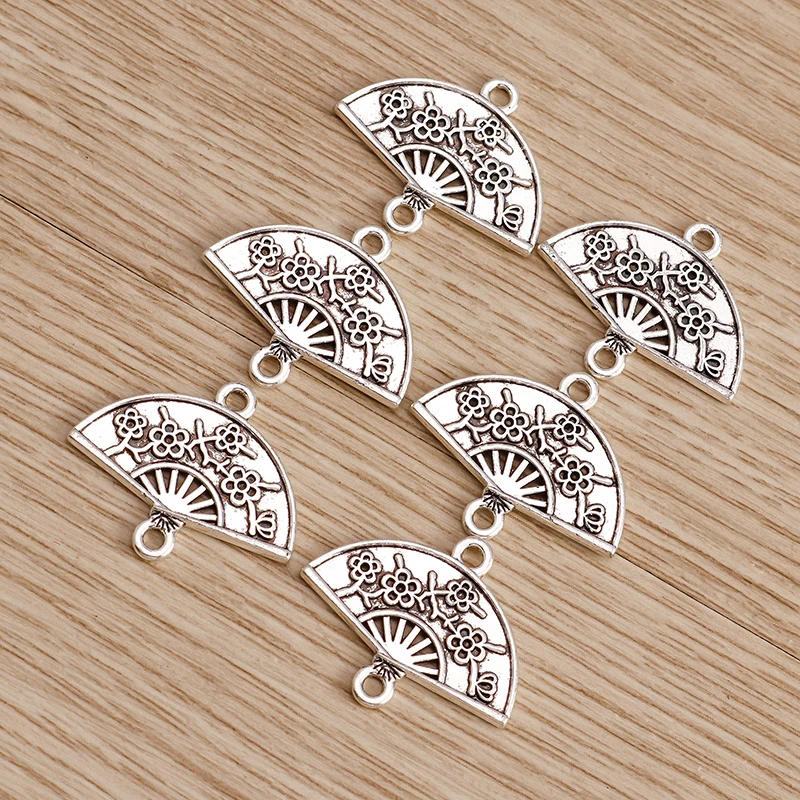 Tusember 20 Stück 14*15mm Metall-Doppelloch-Kirschblüten-Anhänger für Armbänder, Halsketten, DIY-Schmuckherstellungszubehör – Detail 1