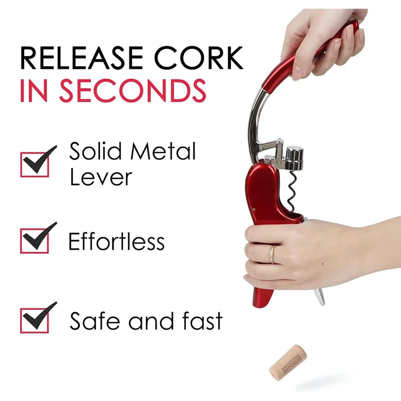 

-Открывалка для бутылок вина из нержавеющей стали SPOR, штопор с вертикальным рычагом и встроенной конструкцией резака для фольги, ручной штопор