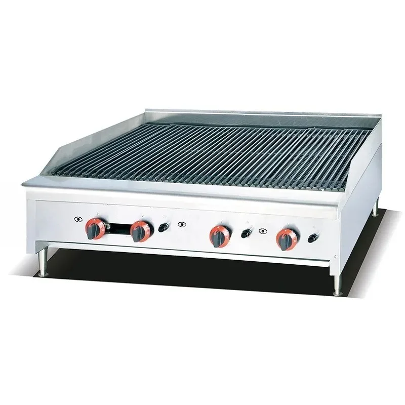 

Desktop gas volcanic stone barbecue grill cast iron stainless steel partition temperature control liquefied gas