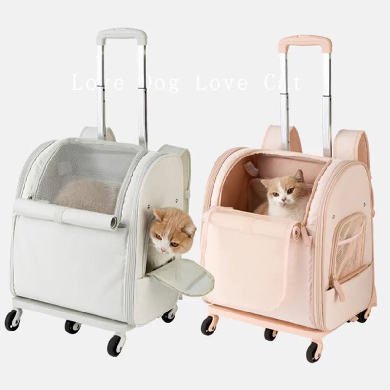 

Pet trolley case cat out portable large capacity cat bag Oxford cloth trolley cat bag folding pet bag
