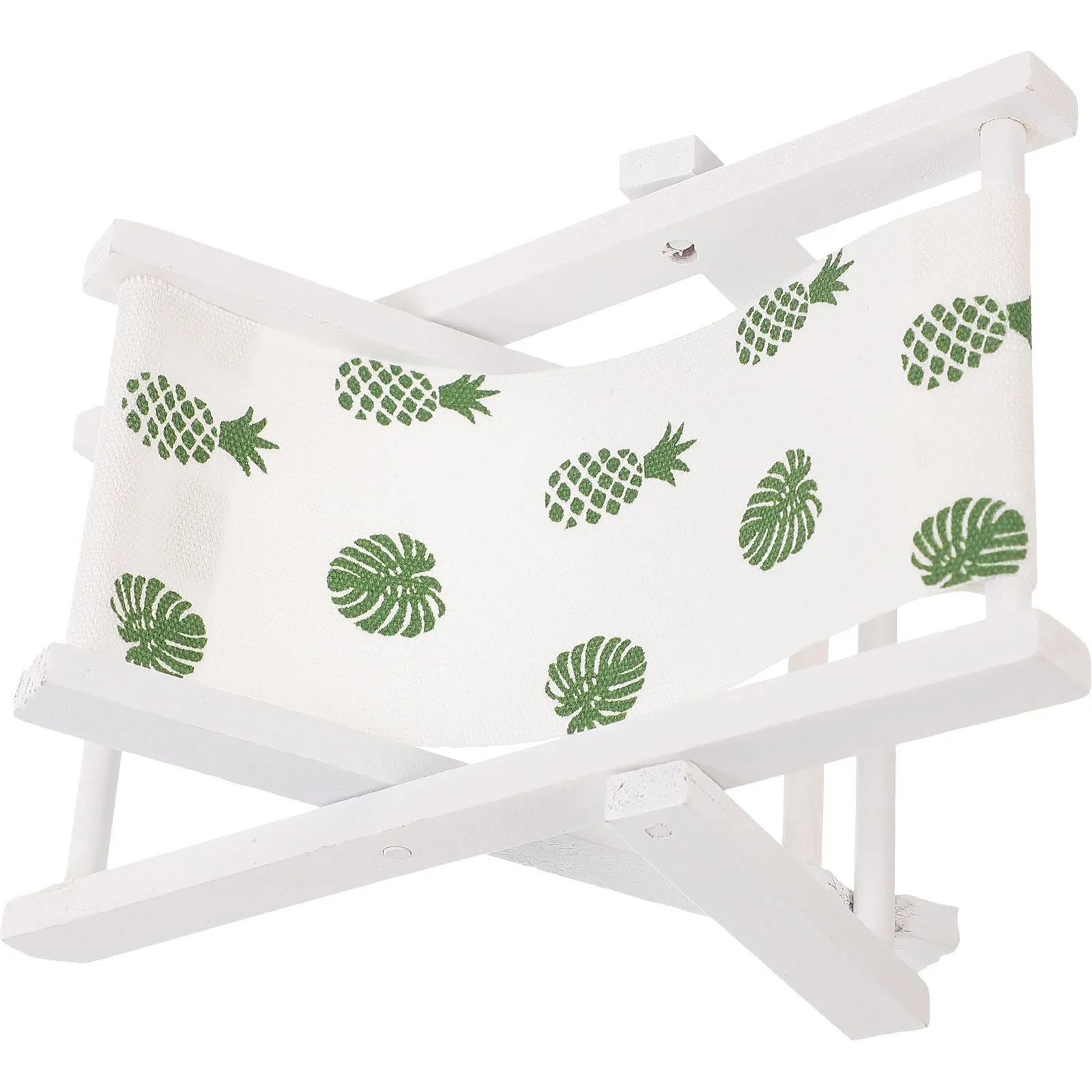 

Mini Beach Chair Decor Natural Wood and Cloth Crafted Chair for Desktop Table Adornment Nautical Theme Decoration
