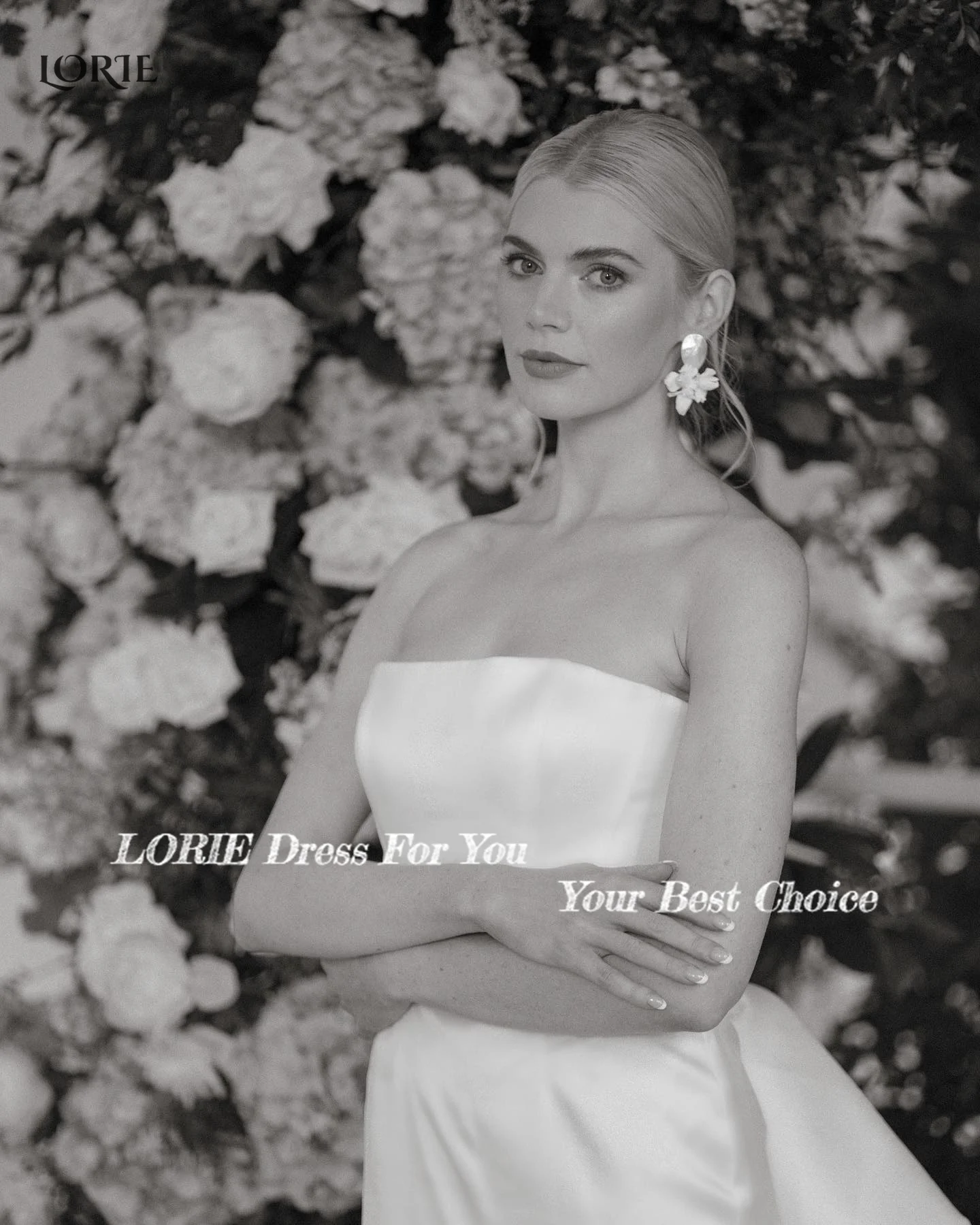 LORIE Elegant Bow White Wedding Dresses Straight Ribbons Off Shoulder Satin Bridal Gowns Strapless Beach Tea-Length Bride Dress