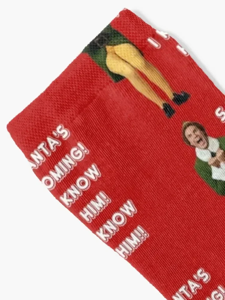 SANTA'S COMING! I KNOW HIM! Elf The Movie Will Ferrell Buddy Christmas Socks tennis Climbing with print Boy Child Socks Women's