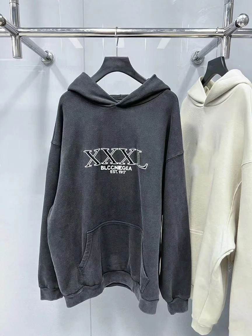 

BLCCNIEGEA Premium High-Quality Fashion Letter Print/Embroidered Pullover Hoodie Loose Fit Pure Cotton Paris B Hoodie Unisex