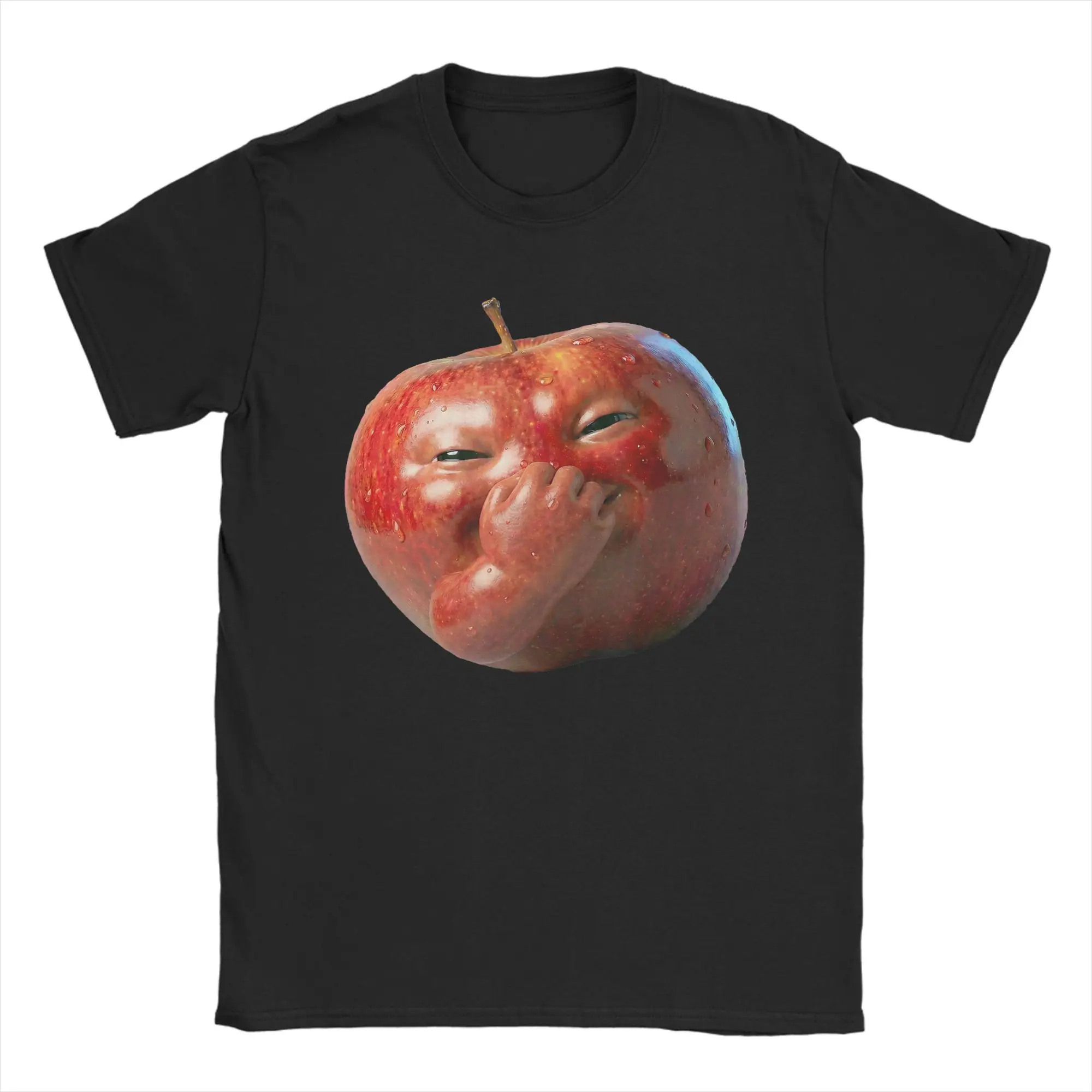 Vintage AI Apple gen z Meme BrainRot Humor Tongue Out T-Shirts for Men 100% Cotton T Shirts  Short Sleeve Tee Shirt  Clothing