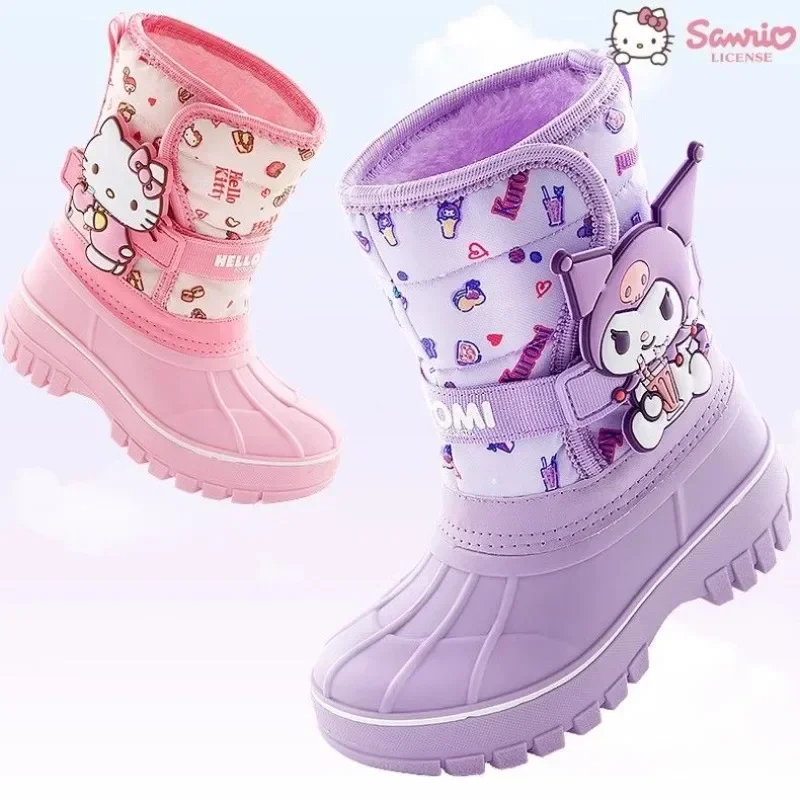 Sanrio Hello Kitty Anime Kawaiii modne pluszowe buty śniegowe śliczne moja melodia Cinnamoroll wodoodporne ciepłe buty prezenty dla dzieci