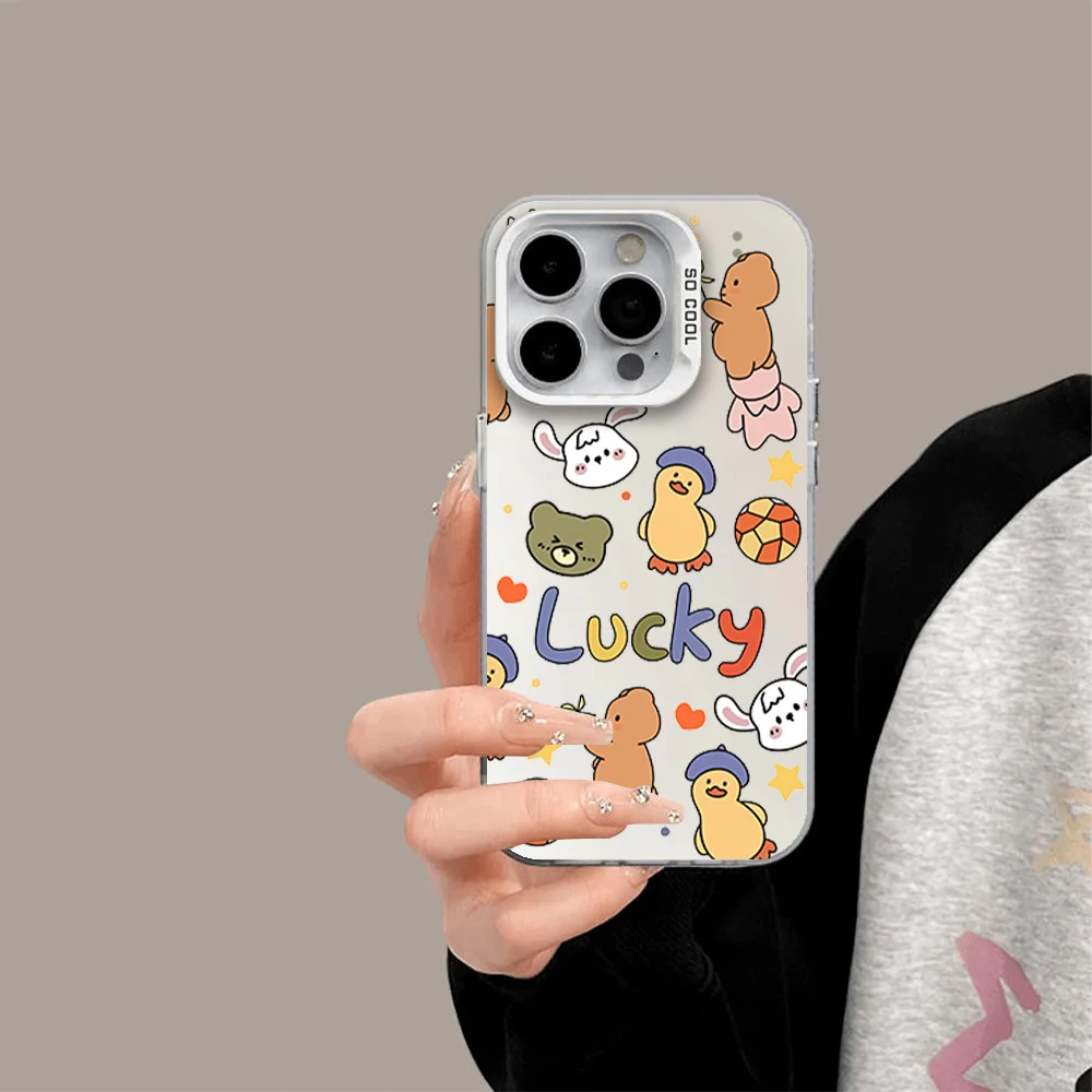 Cartoon Fun Party Cute Animal Paradise Lucky Phone Case for IPhone 12 11 13 14 15 16 Max Pro Plus Laser Cover