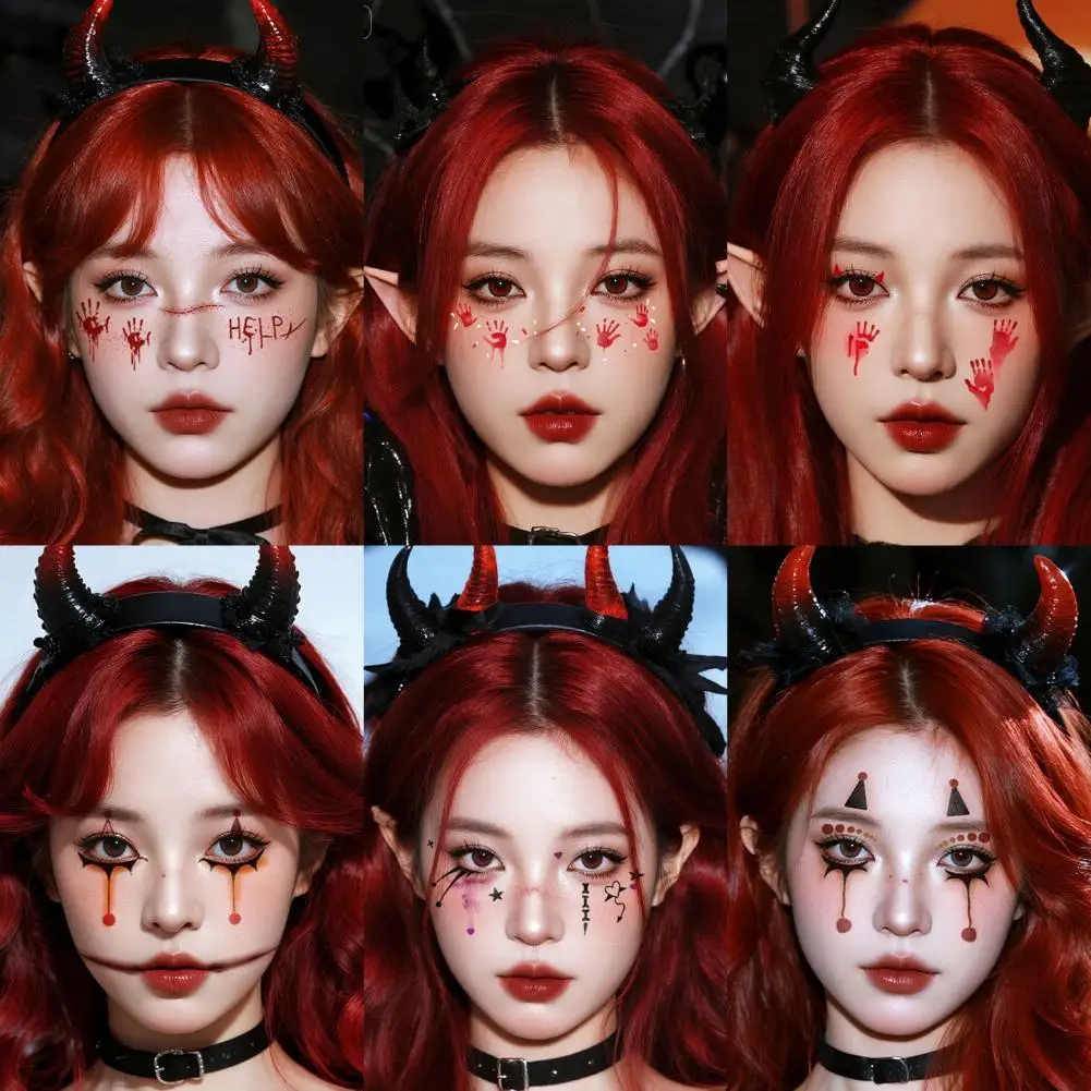 5-blatt Halloween realistische blutige Wunde Tattoo Aufkleber Spinnennetz Tattoo für Gesicht und Körper Dekoration wasserdichte DIY Aufkleber