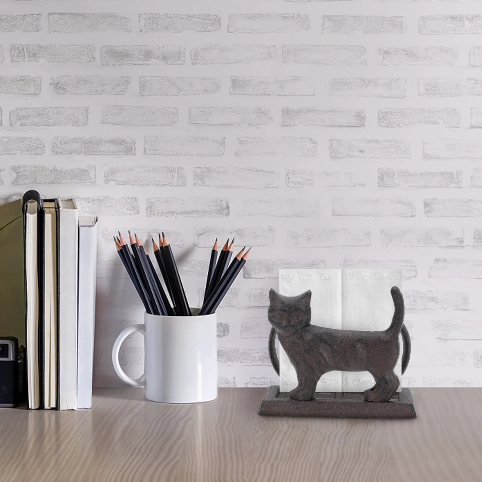 

Rustic Cast Iron Napkin Holder Retro Recipe Bookend Tissue Storage St Adorable Animal Kitchen Bar Restaurant Decor