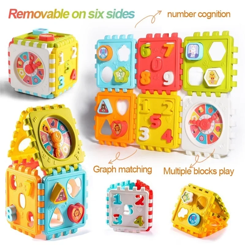 Toddler Activity Cube Box Shape Sorting Toys Boys Girls Shape Matching Number Sorter Game Baby Montessori Educational Kid Toys