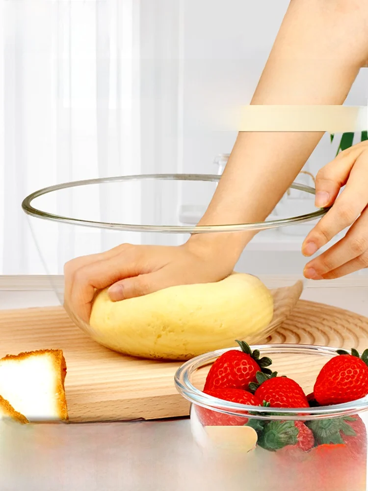 

Baisifoo Large Size Transparent Glass Bowl Heat Resistant for Baking Pasta Salad Mixing Dough Ideal Home Kitchen Utensil