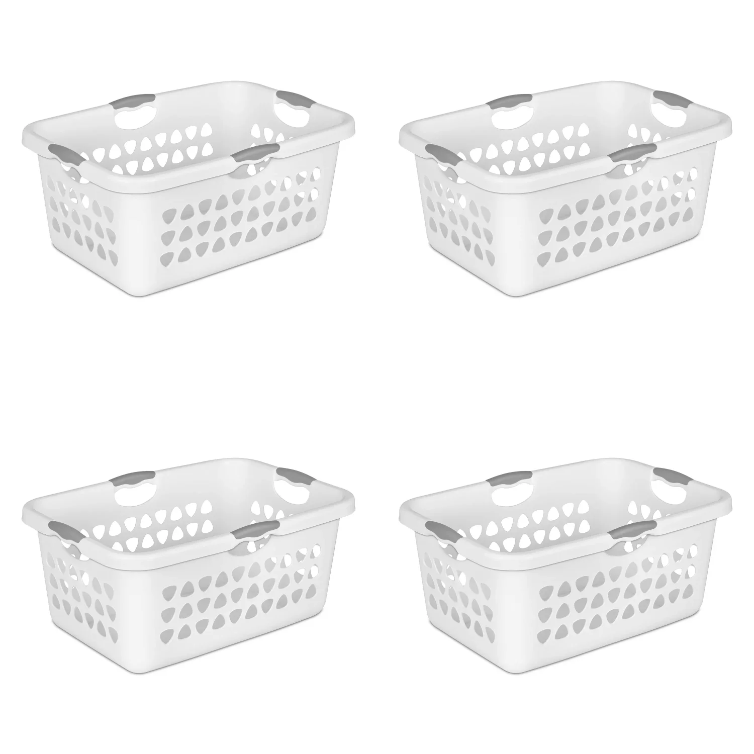 

2 Bushel Ultra Laundry Basket Plastic, White, Set of 4