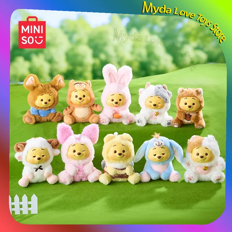 Miniso Nuovo Winnie The Pooh Naughty Party Blind Box Disney Borsa in vinile Ciondolo Giocattolo Figurina Ciondolo Kawaii Compleanno Regalo di Natale