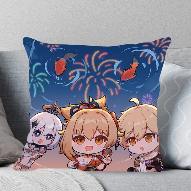 High Quality Pillow Cover iving room bedroomo office Square Pillowcase G-Genshin Impact Naganohara Yoimiya Decor