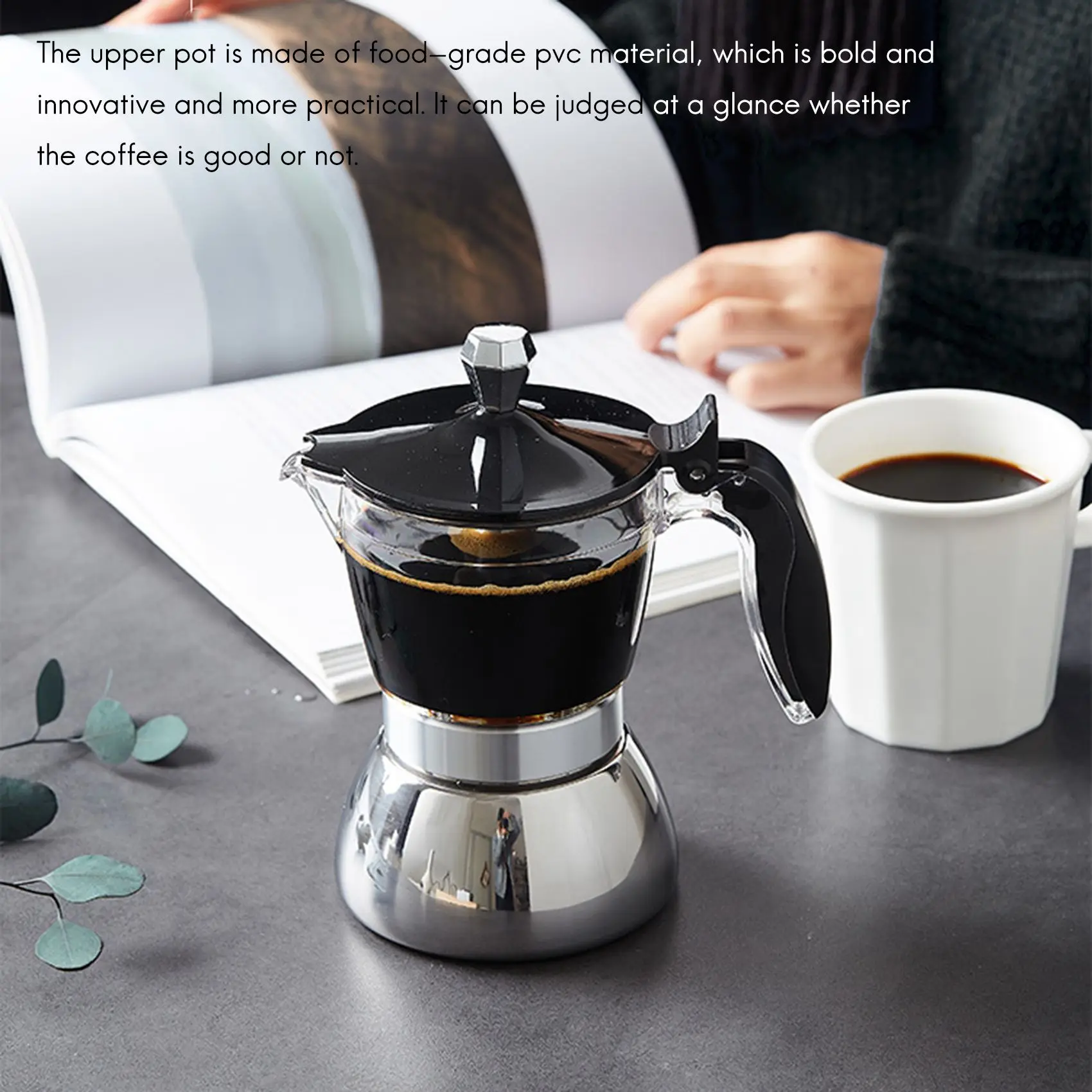 

(A25M) Moka Pot, 4 Cup Stovetop Espresso Maker -Cuban Coffee Percolator Machine Premium Moka Italian Espresso Coffee Maker