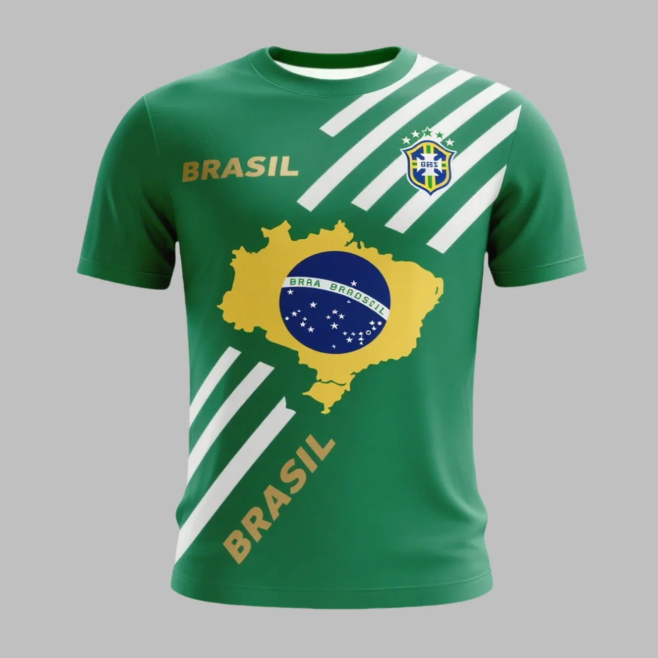 

Brazil Team Training T-shirt New Men's/women's Quick Drying Breathable Top Children's Fashionable Printed Short Sleeved T-shirt